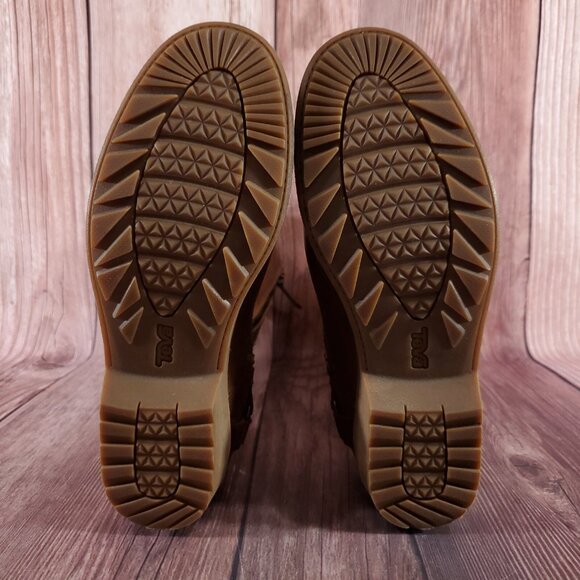 Teva Womens 7.5 De La Vina Dos Tall Boots Brown Leather Zip Waterproof 1017143 - Picture 14 of 15